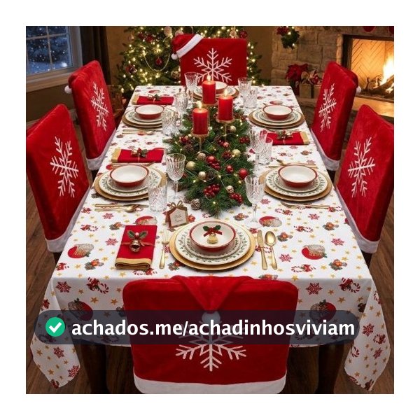 Toalha Forro para Mesa Retangular 6 lugares 2,00x1,40 metros tema natalino Papai Noel Oxford Importado envio imediato