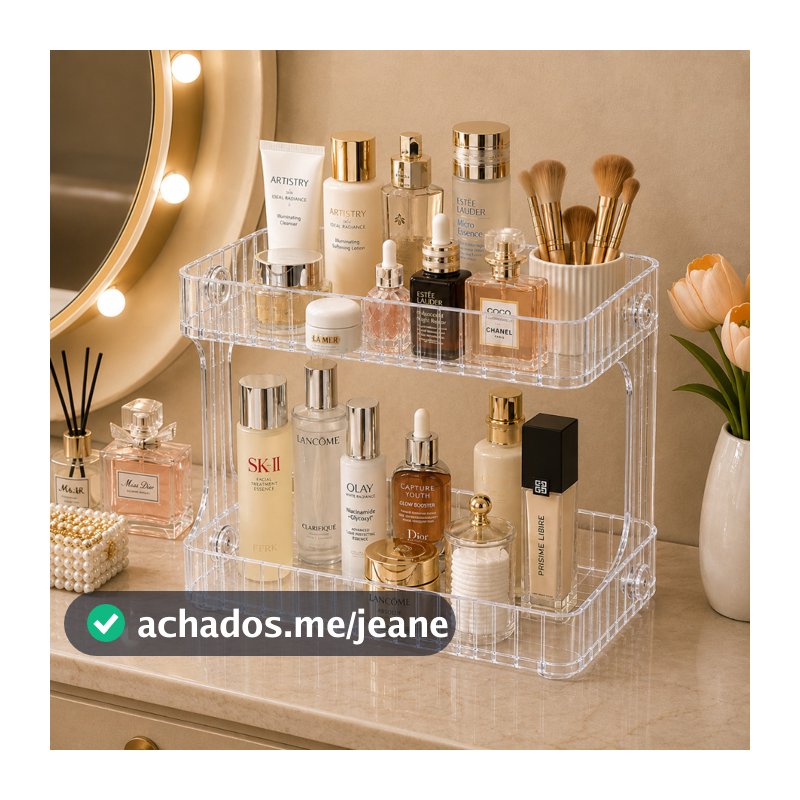Organizador Duplo para Cosméticos Perfumes Maquiagem e Produtos de Higiene para Banheiro e Penteadeira