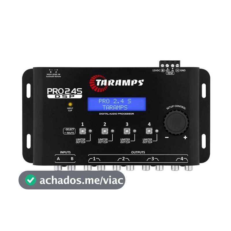 Processador de Audio Taramps Pro 2.4s Equalizador Crossover Limiter 4 canais Pro2.4 Preto ou Branco
