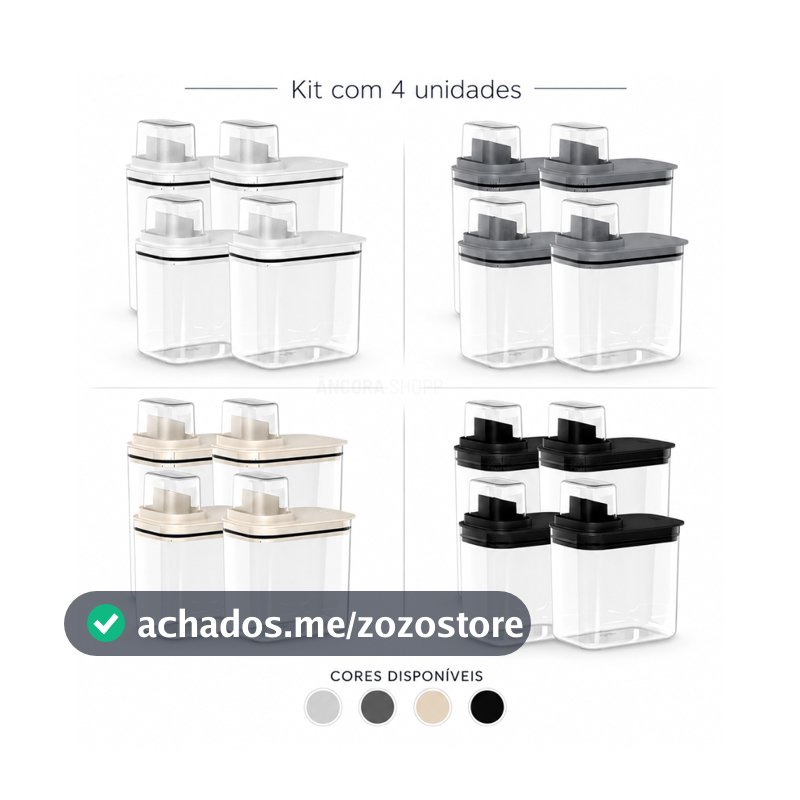 Kit 4 Peças Dispenser Flow 1,5 E 2,3 Litros Sabão Líquido Amaciante Produtos Limpeza Lavanderia