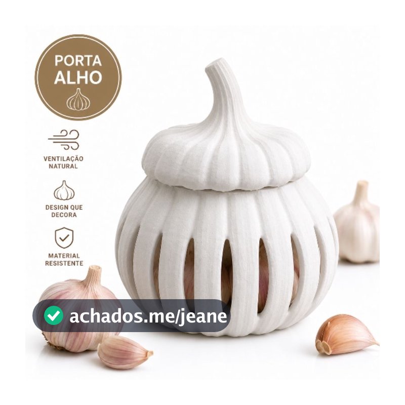 Porta Alho Decorativo com Ventilação Organizador de Cozinha Pote para Alho Disponível em 2 Tamanhos