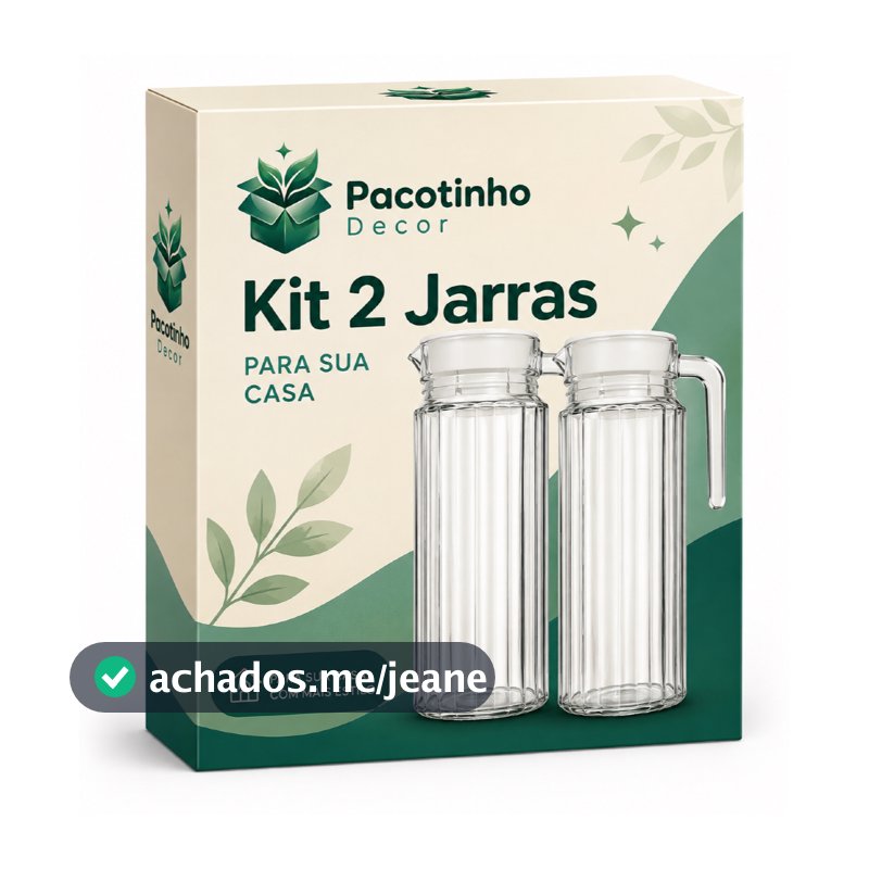 Kit 2 Jarras De Vidro 1 Litro Com Tampa Suco Água Geladeira Transparente