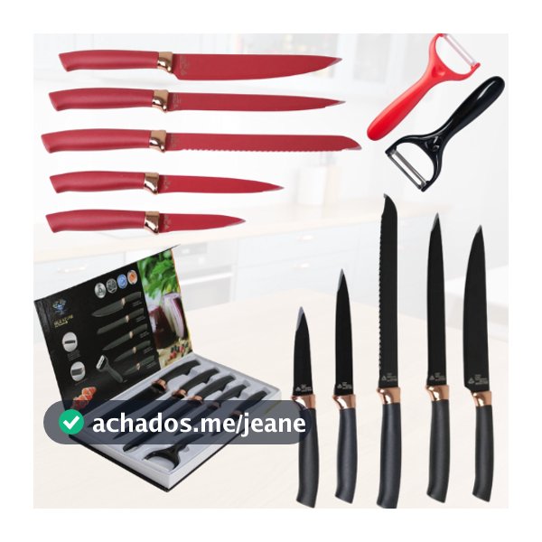 Kit de Facas Churrasco Profissional Antiaderente 6 Peças Kit Completo Para Casa Com Maleta