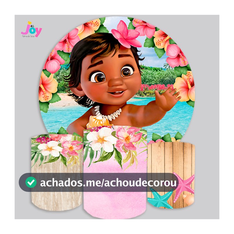 Kit Capas Painel + Cilindros Moana Baby Festa Aniversário