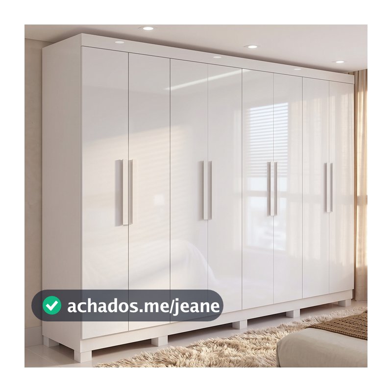 Guarda-roupa Casal Easy Slim 8 Portas Com Pés Branco