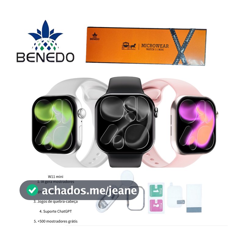 Smartwatch Microwear W11 Mini 41mm 2 Pulseiras Série 11 IP68 GPS Chat Gpt Original inteligentes