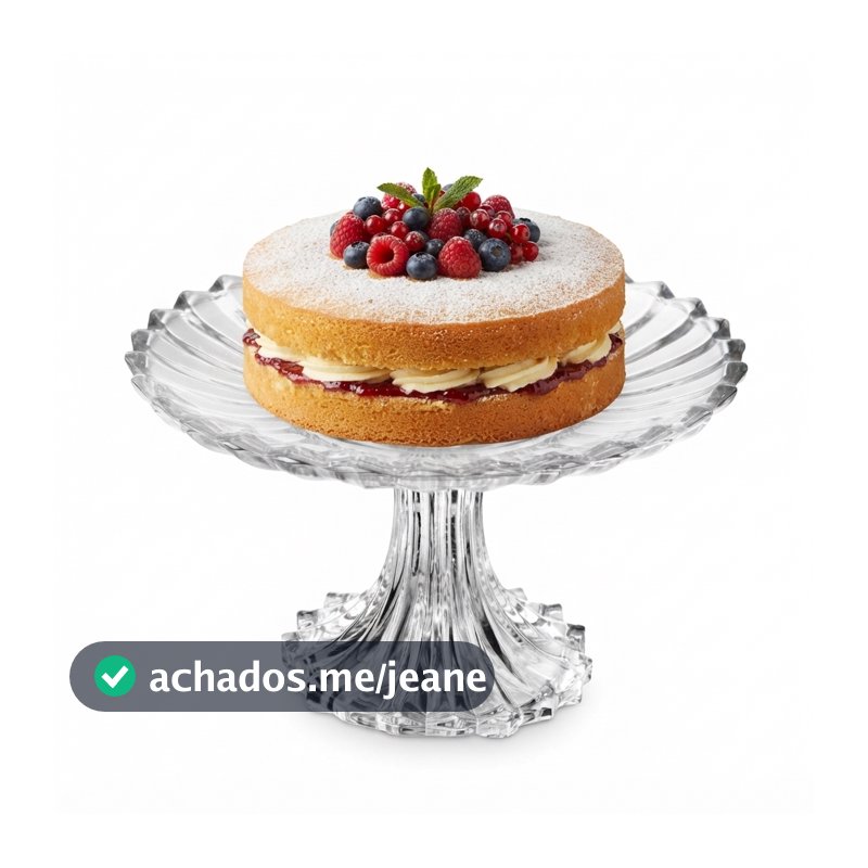 Prato com Pé para Doce Cristal Geneva 16cm Luxo Wolff Prato para Sobremesa Bolo Doces Mesa Posta Elegante Qualidade Casa
