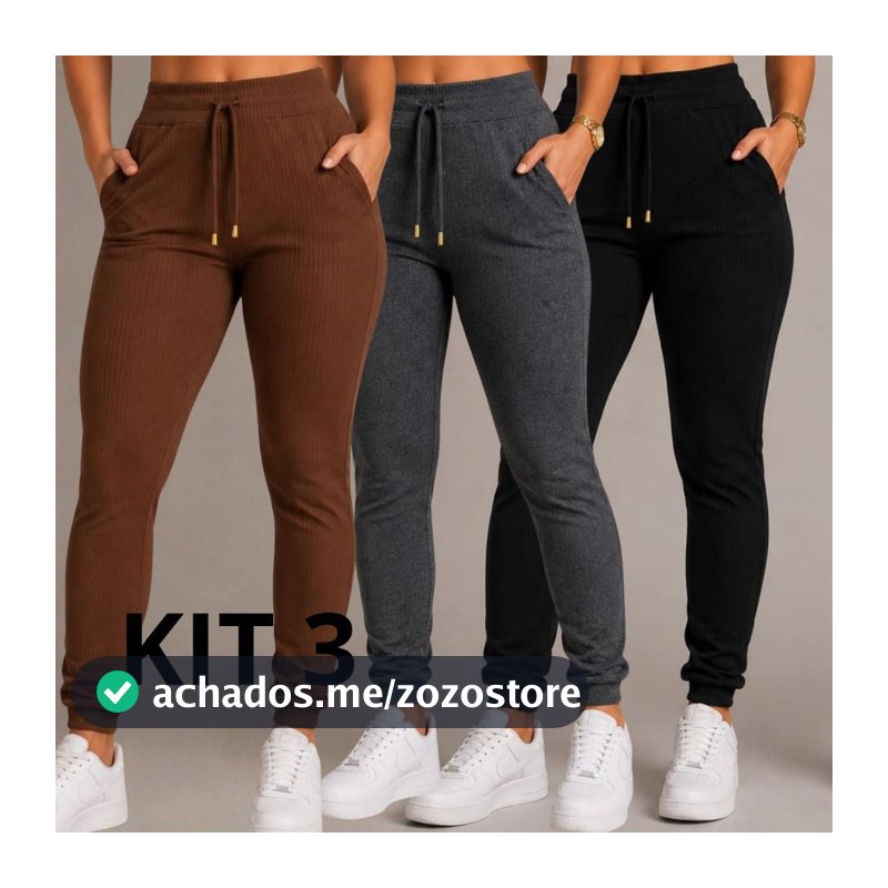 Kit 3 Calça Feminina Plus Size Joguer }Pantalona Extra Grande Roupas Gordinhas Montaria Fler Skinny Leg Jeans Cós Alto