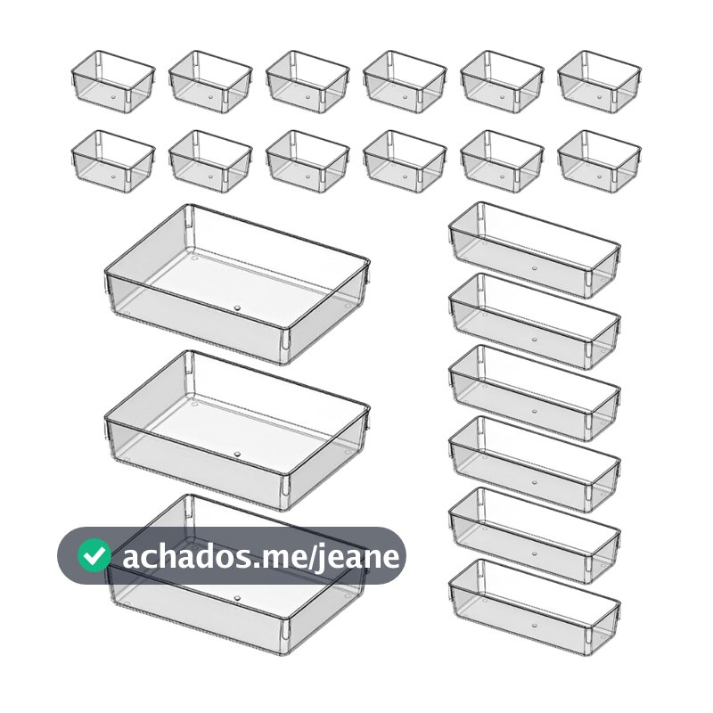 Kit de Organizadores Acrílico Cristal Modular Para Geladeiras Gavetas Armários e Maquiagens