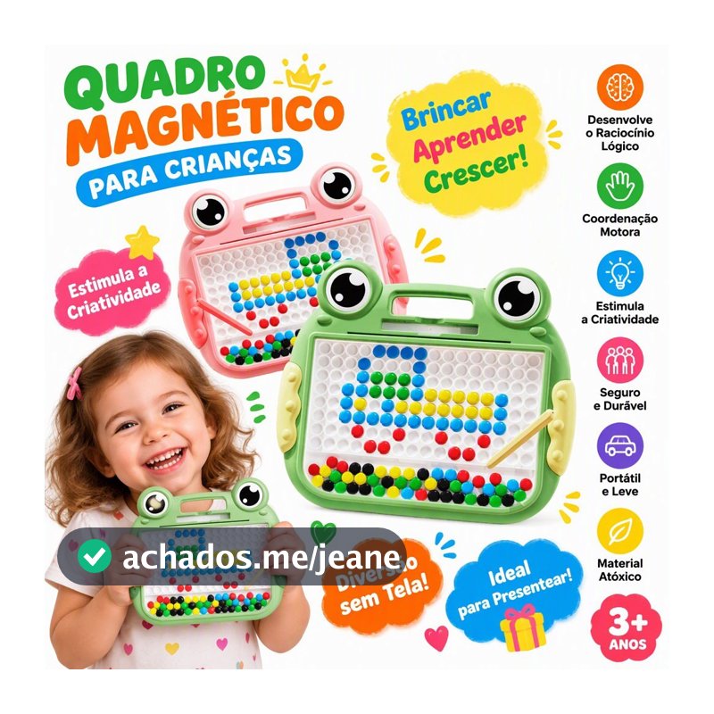 Lousa Mágica Caneta Magnética Prancheta Infantil Educativo Autismo Cartelas Desenho