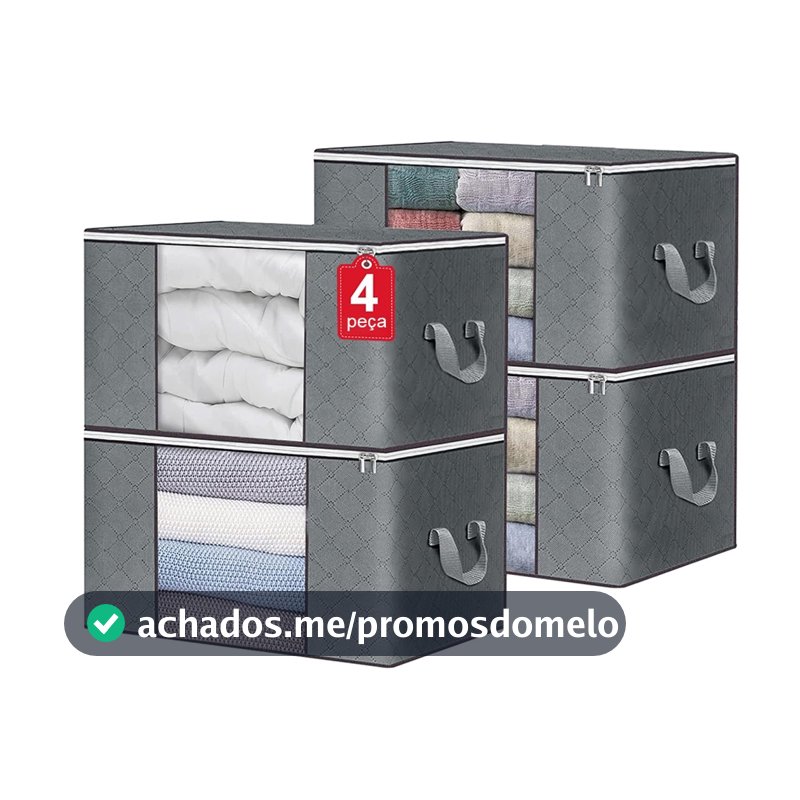 Kit 4 Caixa Saco Organizador Grande Edredom Cobertor Casaco Guarda Roupa Ecológico Anti-Poeira Umidade Insetos Multiuso