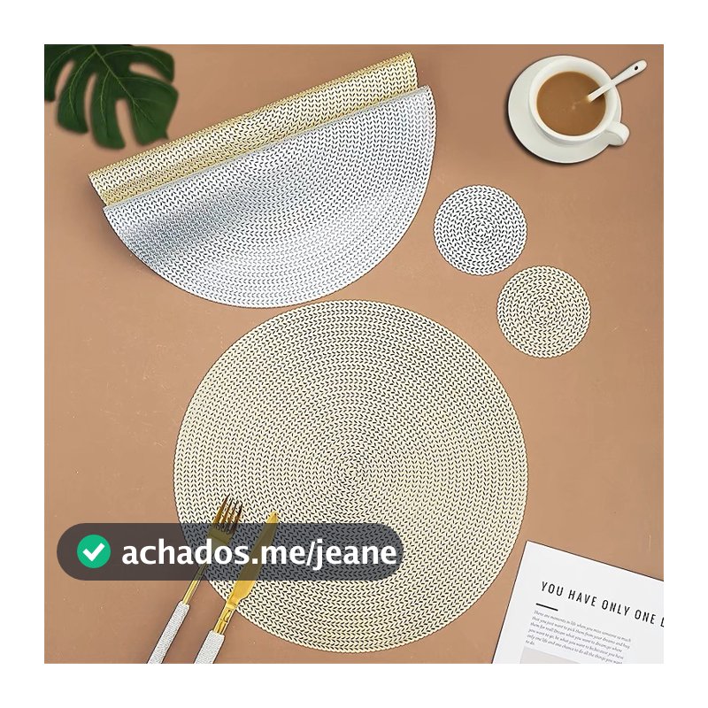 Kit 6/10 Peças Jogo Americano Sousplat PVC Redondo Vazado Luxo Antitérmico Mesa Posta Lavável