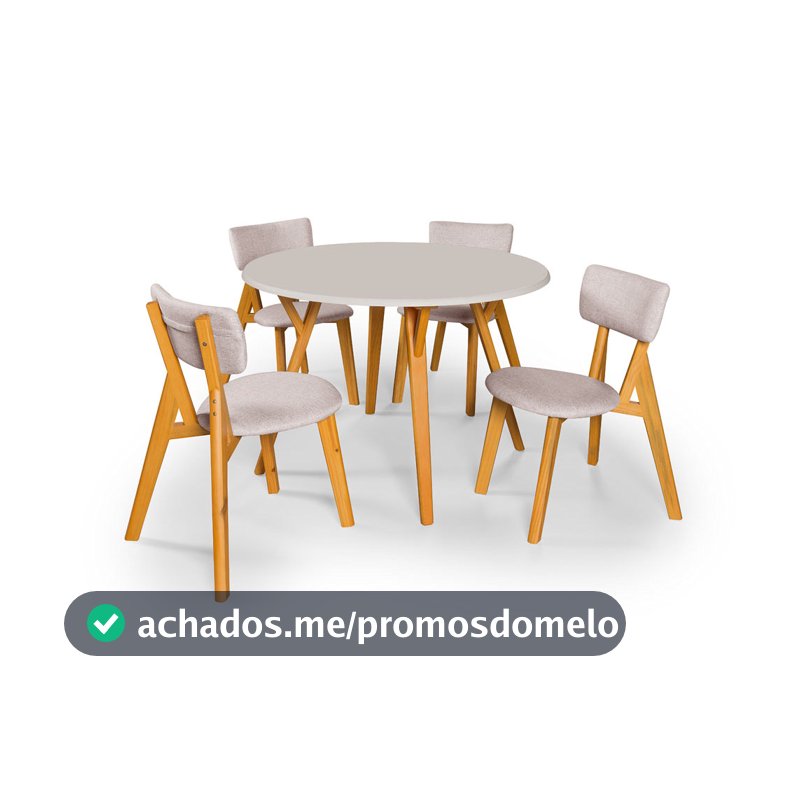 Conjunto Sala de Jantar 4 Cadeiras Mesa Redonda 110cm