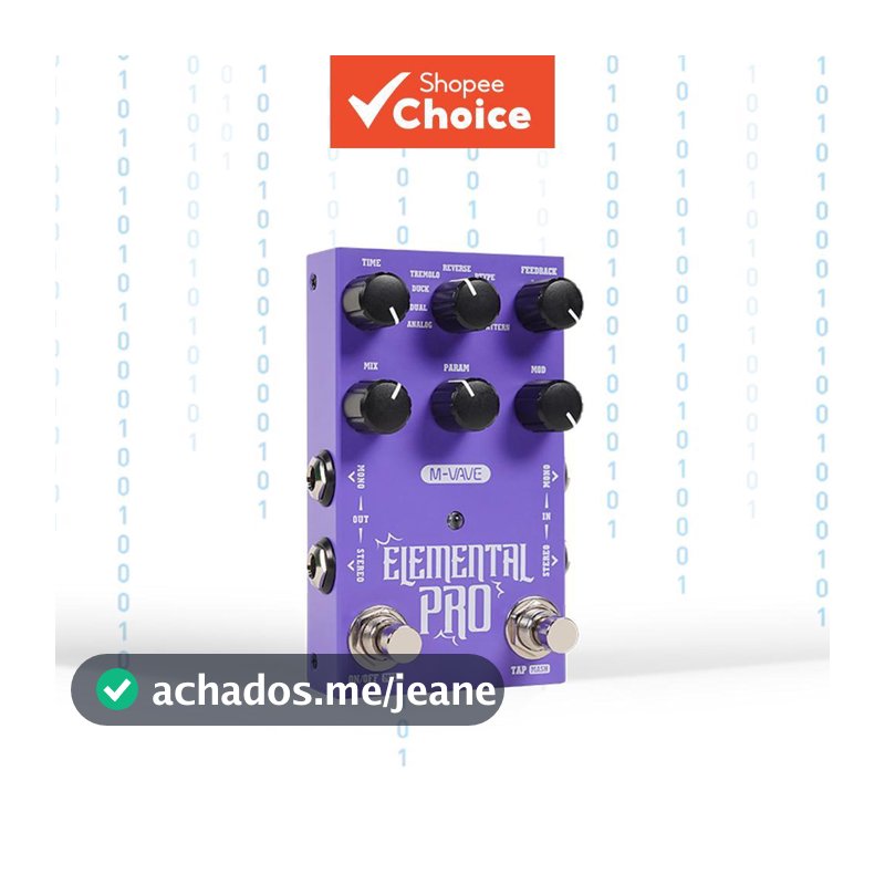 M-VAVE Elemental Pro Pedal De Atraso Estéreo Suporte Tap Tempo MASH Hold 3000ms 9 Tipos Analógico Reverso Duplo Tremolo
