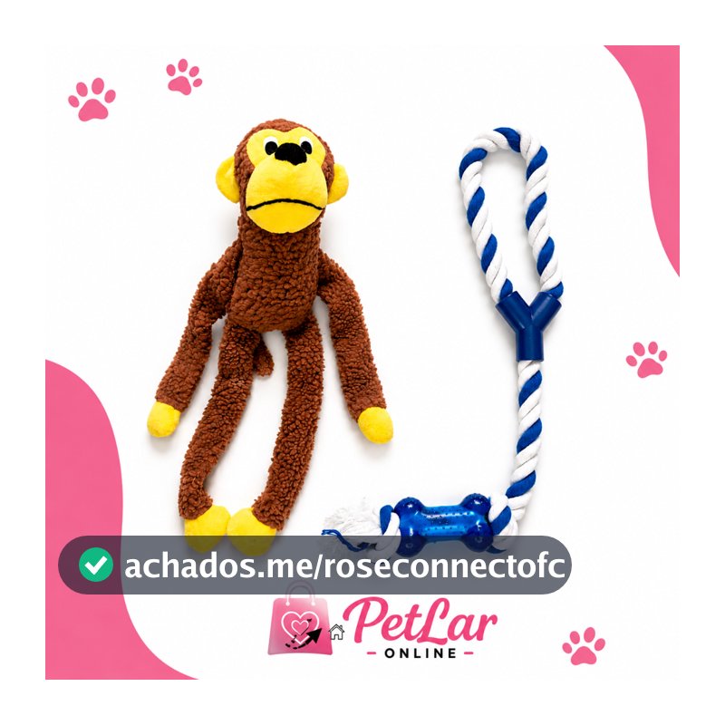 Kit Resistente Brinquedo Cachorro Grande Macaco Pelúcia. + Corda Mordedor Super Resistente