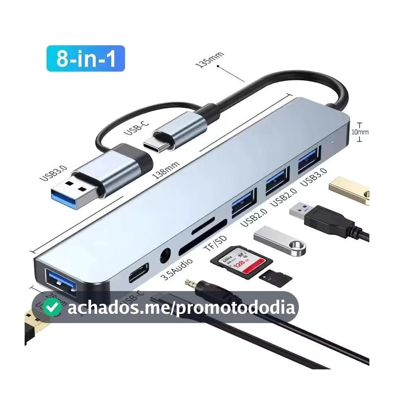 Hub USB Type C 8 Em 1 Com Leitor De Cartão Divisor 3.0 2.0 SD TF Docking Station BOMBOM