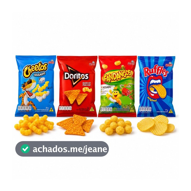 Kit 40 Salgadinhos Sortidos Elma Chips Doritos Cheetos Ruffles  escola Fandangos Festa Lanche Lembrancinha Presente