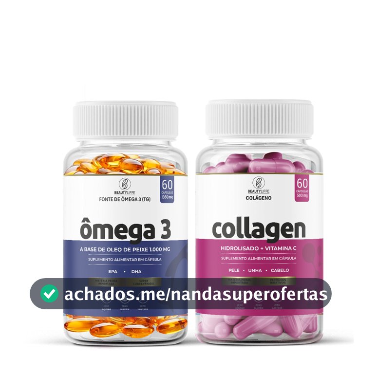 KIT Ômega 3 60 Caps. + Colágeno Hidrolisado com Vitamina C e Peptídeos BioAtivos 60 Caps BeautyLiffe