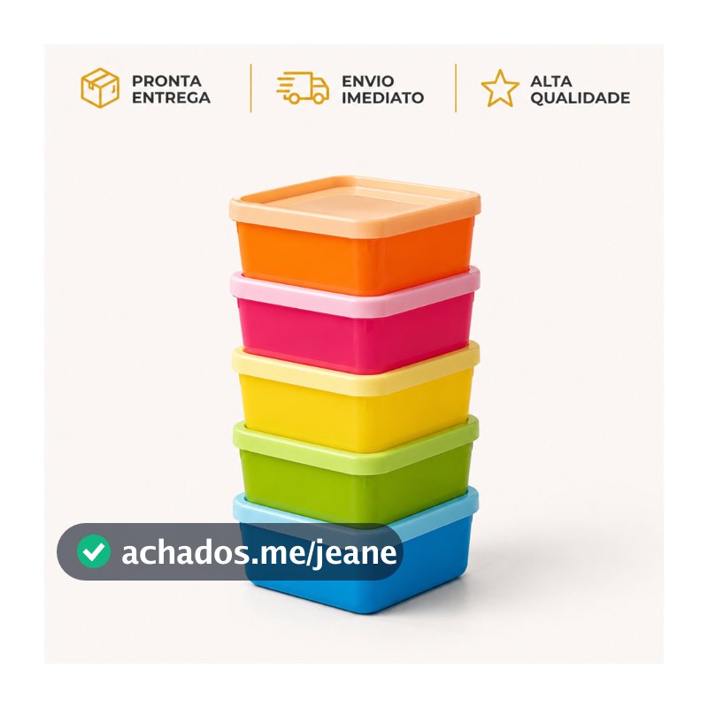 Kit 5 Mini Potes Quadrados 75ml com Tampa – Livre de BPA