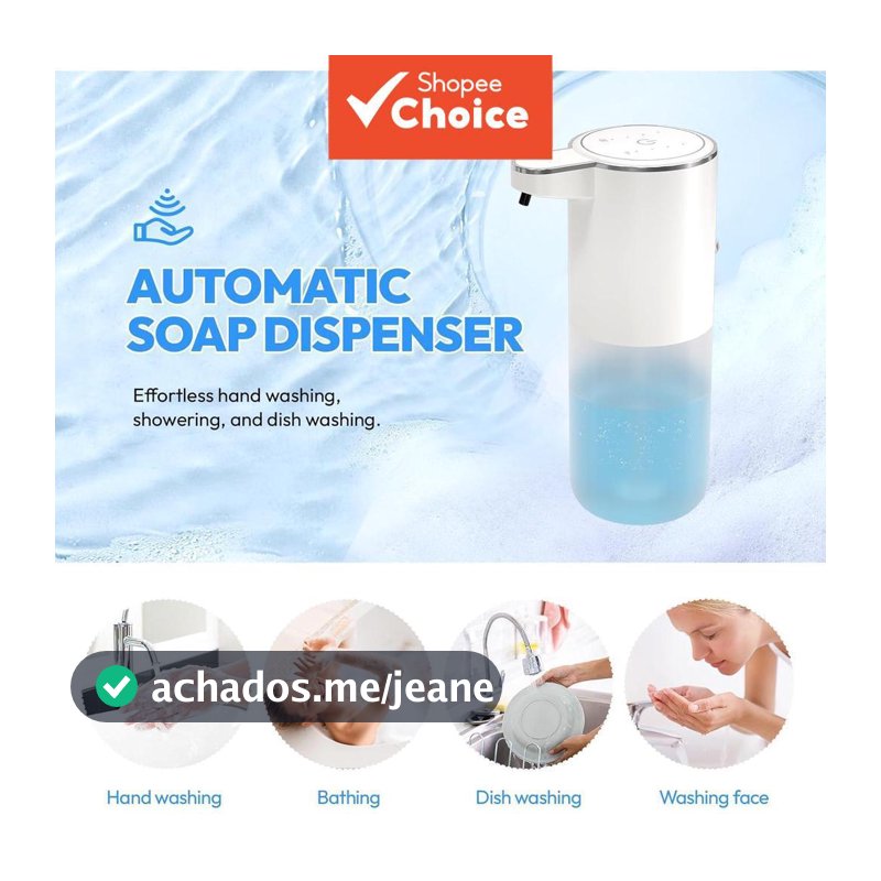 Novo Dispensador Automático de Sabonete Líquido/Espuma 400ML com 4 Níveis Ajustáveis, À Prova D'Água IPX5 e Sensor