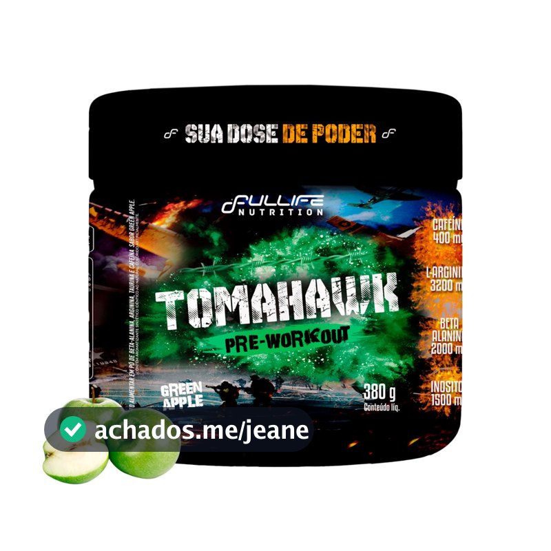 Pré Treino Tomahawk Beta Alanina + Arginina + Citrulina + Inositol 380g Fullife