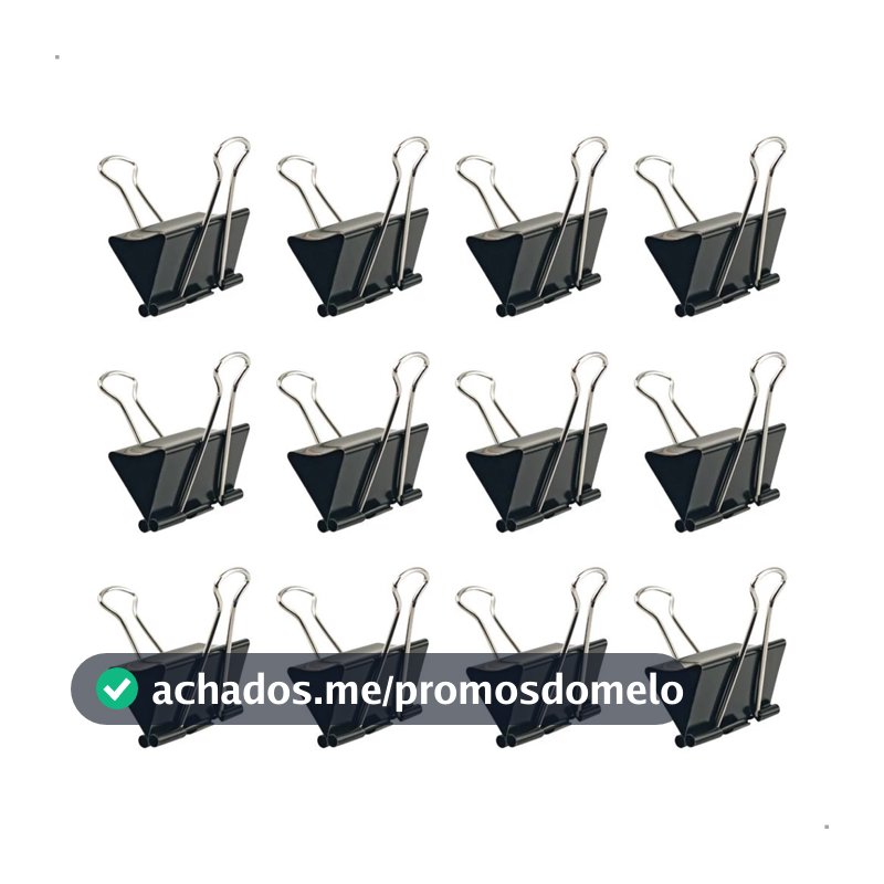 Kit 12 Unidades Clips Borboleta Prendedor De Papel Binder 15/19/25/32/41/51mm Preto