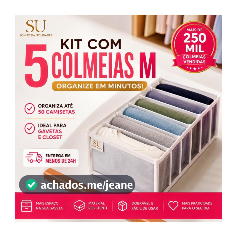 Kit 5 Colmeias Organizadoras M Gavetas, Closet, Organizador de Roupas SU SONHO DA UTILIDADES