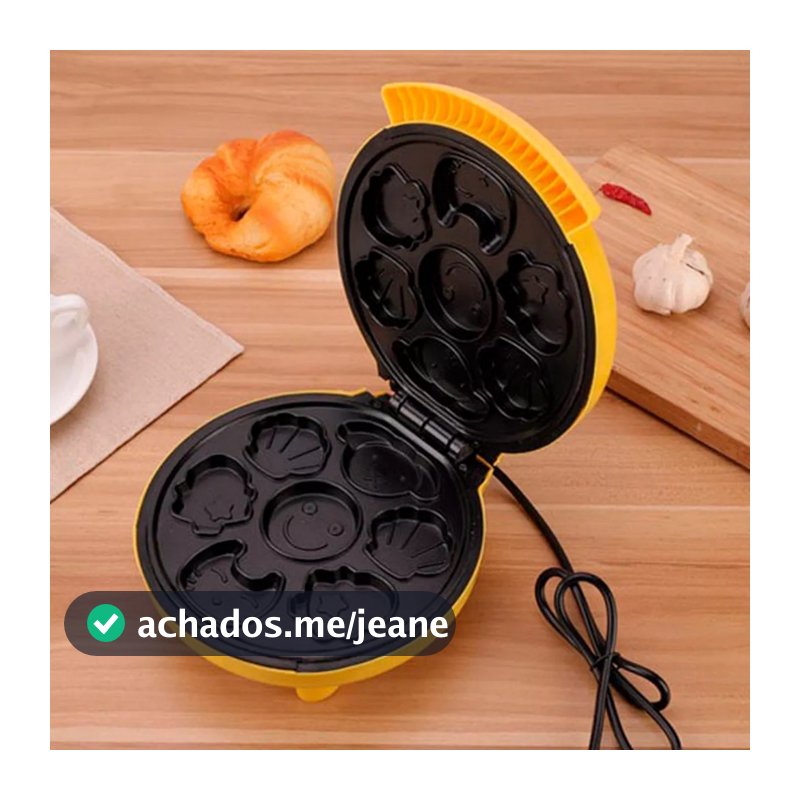 Maquina Mini Cake De Fazer Bolinhos Waffles Cor Amarelo 110V OU 220V