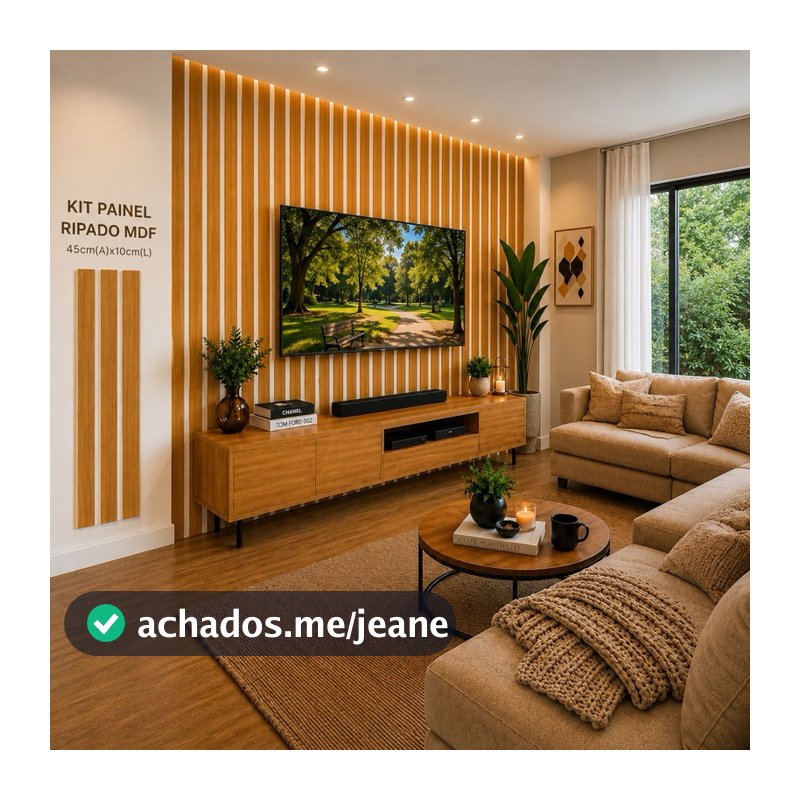 Kit 10 Até 200 Placas Ripados PREMIUM Revestimentos Painel Decorativo MDF Alta Qualidade 45cmx10cm