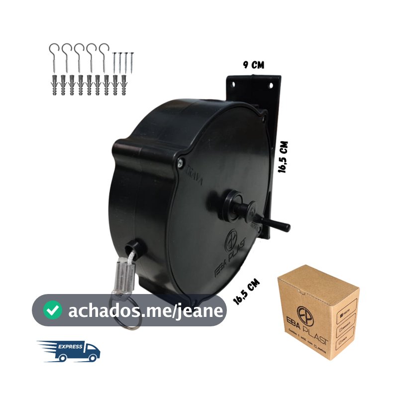 Varal retrátil / recolhível com corda de 15 e 30 metros preto ou branco resistente uso interno e externo