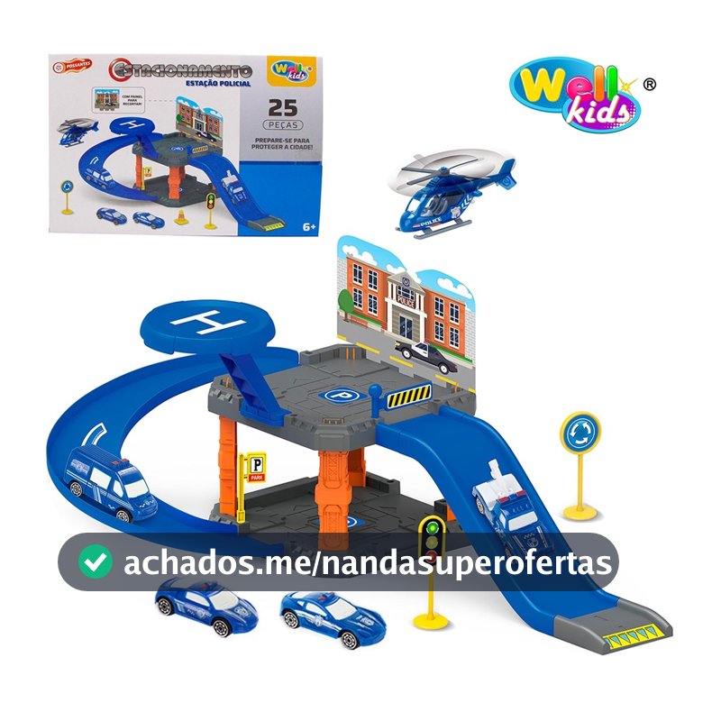 Brinquedo Pistas Estacionamento/Garagem Carro + Acessórios 25 Peças - Wellkids