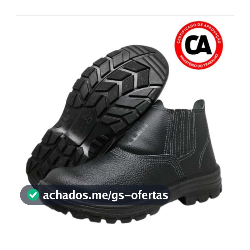 Bota De Segurança Com C.A Em couro Bico PVC Unissex Butina Cano Medio
