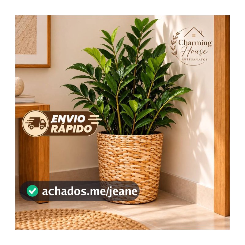 Cachepô de Taboa Natural Artesanal – Decoração Rústica para Plantas | Feito à Mão e Sustentável