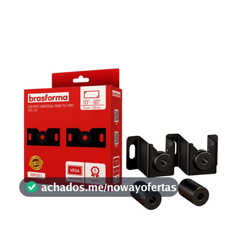 Kit c até 5 Suporte TV Universal Fixo SBRU951 Televisão Smart LED LCD 4K TV Parede 32 a 90 Polegadas