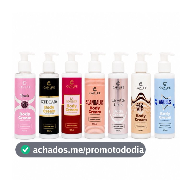 Kit 7 Hidratantes Corporais Inspirados em Perfumes Importados Body Cream 125ml Cap Life e Ella Bella