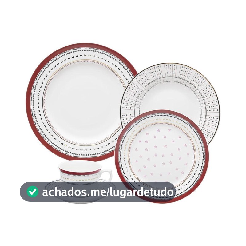 Aparelho de Jantar e Chá 30 Peças Oxford Flamingo Lafayette