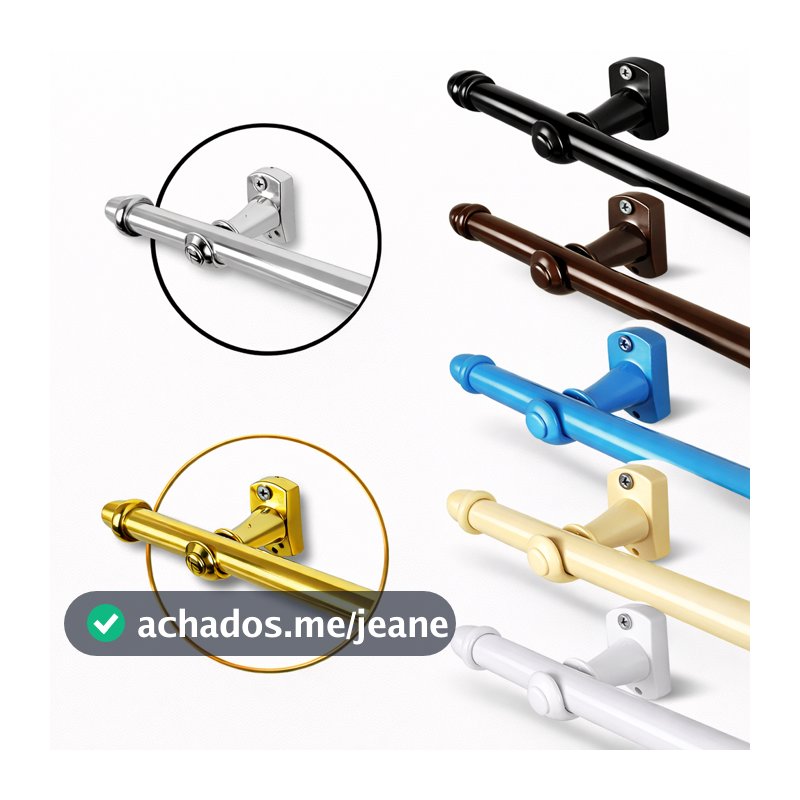 Varão de Aço Para Cortina Simples 19mm com Ponteira e Suporte - Aço Ferro