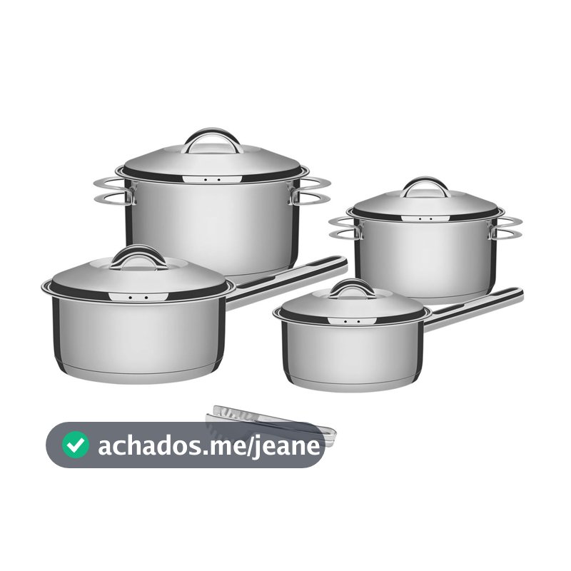 Jogo de Panelas Tramontina Aço Inox Solar 4 peças + Pegador de massa
