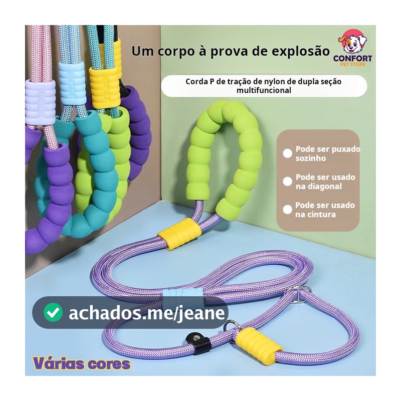Guia de Passeio Mãos Livres Com Corda Dupla De Nylon Transversal Reforçada Resistente Refletivo Para Cachorros cachorro