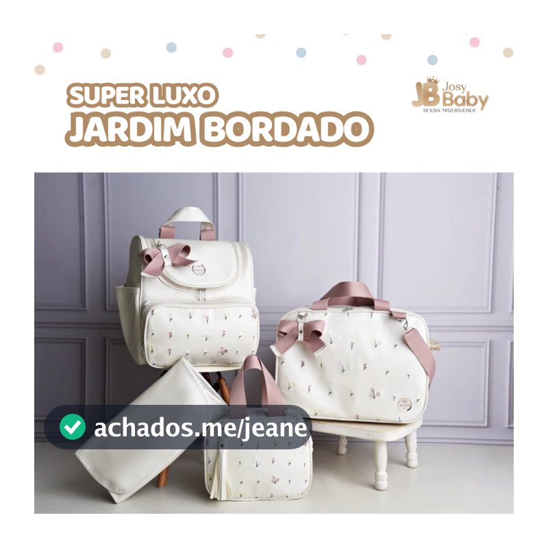 bolsa maternidade Luxo kit 4 peças mala mochila 2 em 1 frasqueira e trocador - Jardim Bordado Clássico, Menino/Menina