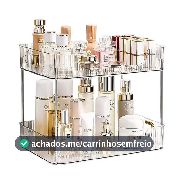 Estante Organizadora De Maquiagem Cosméticos 2 Andares de Acrílico Transparente Moderna