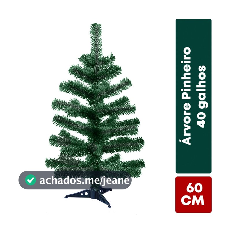 Árvore de Natal 60cm Verde com 40 Galhos Pinheiro Decoração Natalina para Mesa