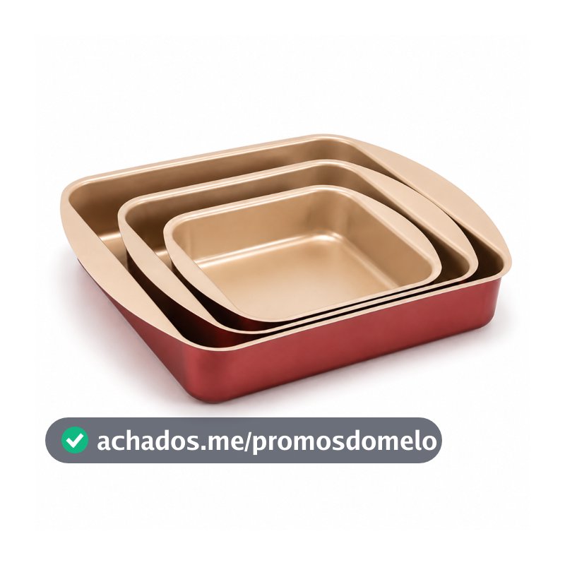 Assadeira Quadradas  Antiaderente FORNERIE CEREJA Marcolar nº1 -nº2- nº3