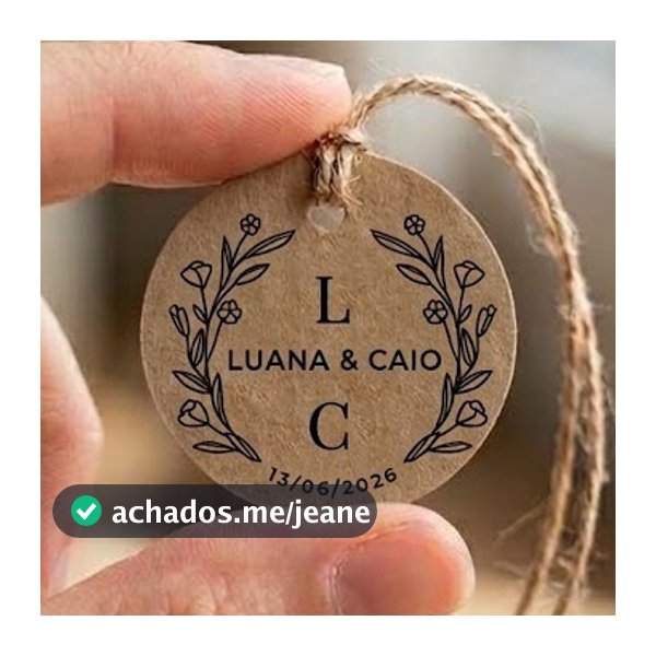 Tag Kraft Redonda Personalizada 2,5 cm Monograma Lembrancinha Casamento Chá de Panela Noivado Aniversário.