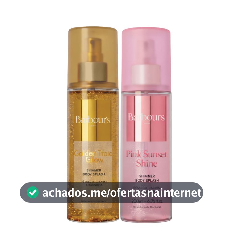 Kit  2  Body Splash Shimmer com Brilho Golden Pink Barbour's 200ml