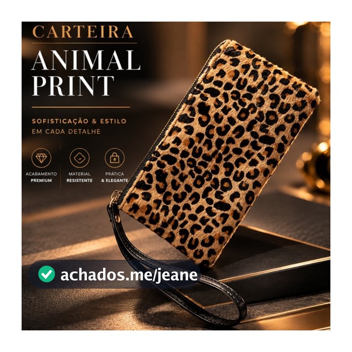 Bolsinha de Mão Feminina Estampa Animal Print Bolsa Onça Oncinha Tigre - Cabe Celular, Documentos, Chaves