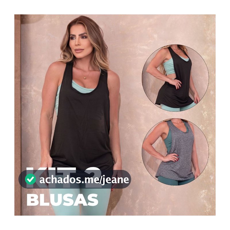 Kit 2 Regatas Camisetas Feminina Dry Fit Soltinha Academia Treino Fitness Modelo Cavado Envio 24H