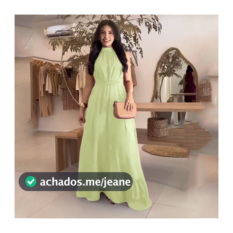 Vestido de Verão com Amarração - Decote Halter e Prega Romântica
