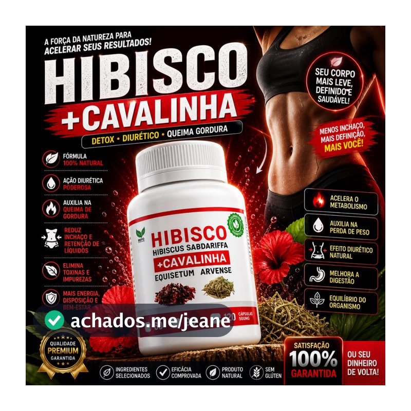 Suplemento Natural Hibisco + Cavalinha – 60/90/120 cápsulas - Produto Original - Arkad Suplementos - Envio Imediato