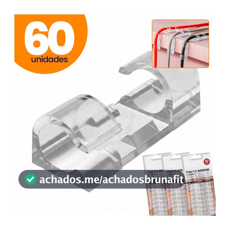 Kit Passa Fio Adesivo Organizador de Cabos para Mesa e Parede